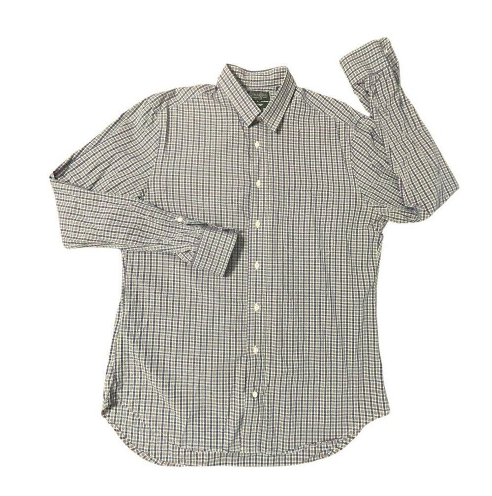 Gitman Bros Vintage Button Up Shirt Mens Large Blue & Green LS Plaid USA MINT